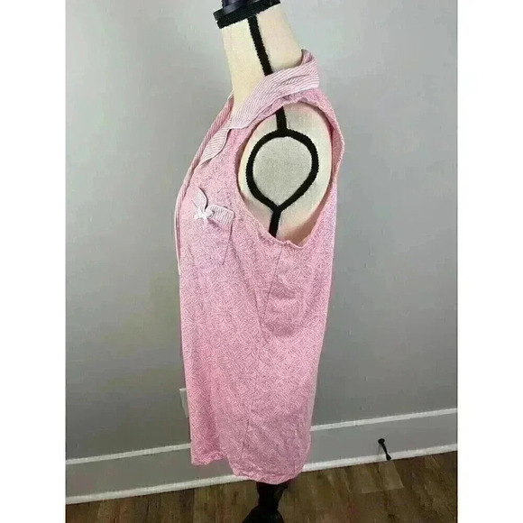 Vtg Laura Ashley Babydoll Nightgown Sleeveless Button Front Collared Bow Pink M - Picture 7 of 11